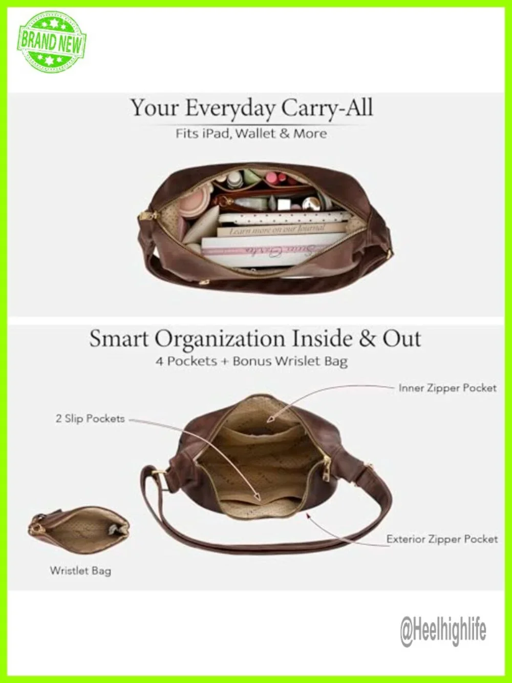 Ultra Soft Slouchy Hobo Bag Vegan Leather Shoulder Handbag Tote